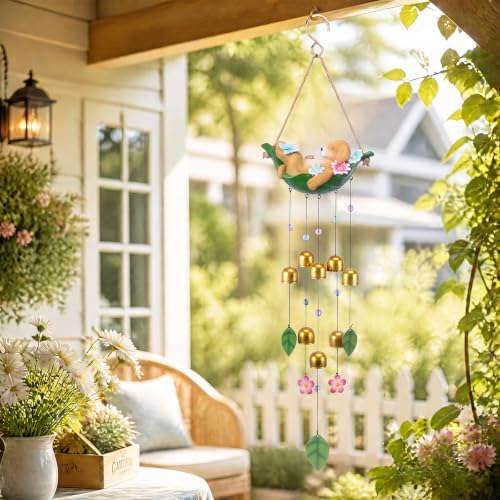 Dog Wind Chime for Outside, Resin Wind Bells for Garden Decor | 29" Wind Chimes Outdoor with Resin Dog Statues and 8 Metal Bells, Soothing Tone Wind Bell Chimes, Housewarming Gifts - size: Dog