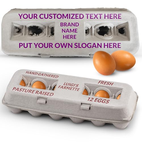 MT Products Custom Printed Egg Cartons Hold Twelve Eggs - Natural Pulp Personalized Egg Container (Pack of 25) - Made in USA - size: Custom Printed