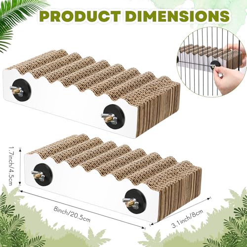 CroBlissful 2-Piece Bird Platforms - Macaw, Small Parakeet, Conure, Budgie - Brown Cardboard Bird Perch - Paw Grinding Stand - Parrot Playground - size: Large