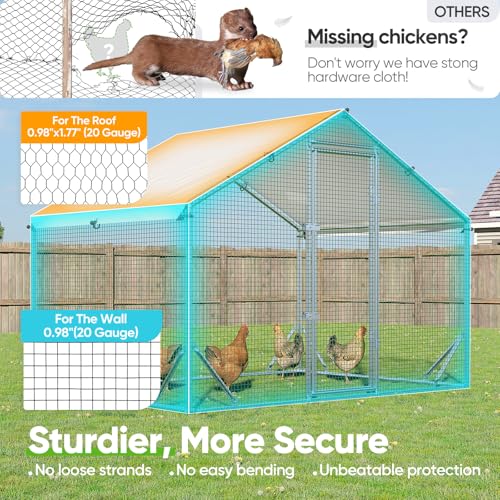 Quictent Large Metal Chicken Coop Run for 10+ Poultry w/Side Hardware Cloth | Waterproof Cover, Advanced Series Outdoor Walk-in Cage Hen Duck Rabbit Dog Pen Yard Farm House, 6.6x9x6.6FT - color: White, size: 78.0"L x 107.3"W x 78.0"H