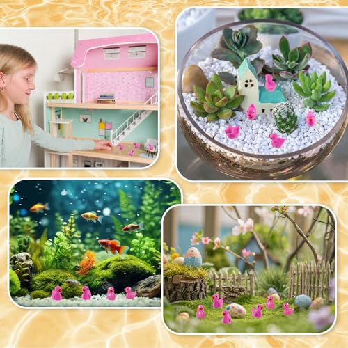 100 Pcs Mini Resin Ducks Tiny Ducks Miniature Duckies Bulk Figures for Garden Micro Landscape Home Prank Game Micro Landscape Aquarium Dollhouse Ornament DIY Handmade School (Rose red) - color: Rose Red
