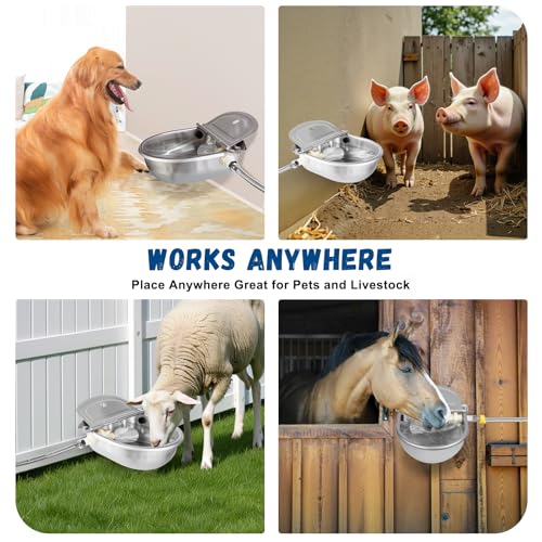 Automatic Water Dispenser for Dogs, 304 Steel Float Valve Pet Water Bowl