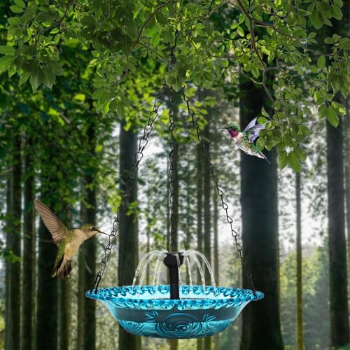 Solar Power Hanging Birds Bath Set, Water Floating Fountain for Bird Bath | Outdoor Hanging Garden Water Fountains Birdbath for Bird Bath,Feeder,Drinking,Patio Lawn and Backyard