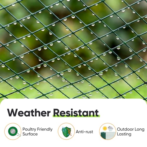 Quictent 1/2 inch Hardware Cloth for Chicken Coop 40in x 50ft 20 Gauge, Dark Green Vinyl Coated Chicken Wire Mesh, Predator Proof Chicken Fence, Garden Netting - color: 1/2" (Small Mesh), size: 50 FT
