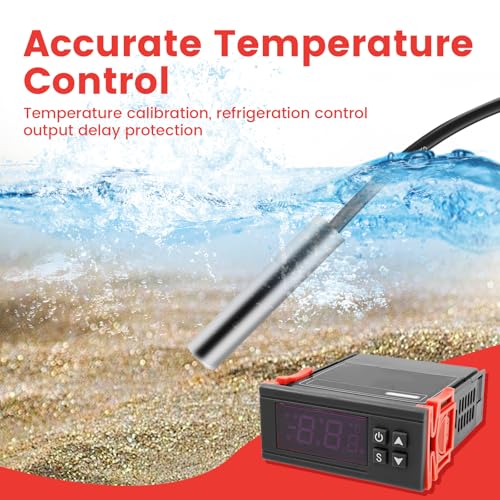 4PCS STC-1000 Digital Temperature Controller Thermostat with NTC Waterproof Sensor Probe – Dual Relay Heating & Cooling Control, ℃/℉ Display, AC 110V–220V 10A for Incubator Fridge 3D Printer Aquarium