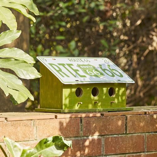 Glitzhome 14" Hanging Birdhouse for Outside, Green Licence Plate Design - Spring Ready Nesting Box & Christmas Garden Gift Idea - color: Retro Green