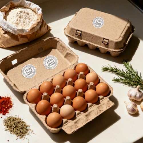 320 Pcs Farm Fresh Eggs Carton Labels, 2 Inch Round Washed Eggs Labels Self-Adhesive Egg Packaging Stickers for Chicken Egg Box Container Farm Supplies - color: Washed Eggs