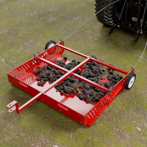 Efficraft Replaces Manure Fork 2-in-1 Manure Scoop & Tow Behind Trailer, Yard Sweeper for Horse Manure - Heavy Duty Drag Manure Collector, | 2-in-1 manure scoop and tow-behind trailer with tow-ball and drawbar pin connections for paddock and yard cleanup.