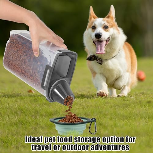 2 Pack 3 Lbs Pet Dog Cat Food Bird Seed Storage Containers for Travel -Grey | Airtight 5 Lbs Rice Dispenser Flour Container Keep Fresh Portable Cereal Oatmeal Holder Large Pour Spout Measuring Cup Handle - color: Grey-3L 2Pack
