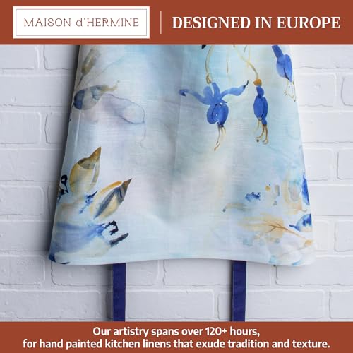 Maison d' Hermine Aprons for women with Pocket 100% Cotton (27.50"x31.50") | Adjustable Neck Strap & long ties Apron Men Chef Wedding Cooking Gardening Server Maid - color: 038 - Lazy Summer Days