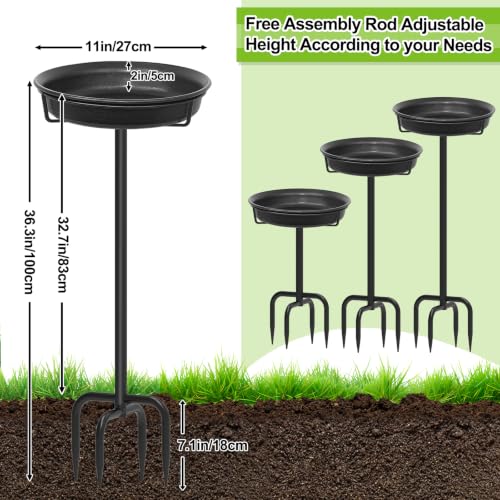 39In Freestanding Birdbaths Bowl Outdoor, Free Standing Garden Bird Bath Bird Feeder Bowl with Metal Stake, Detachable Decoration Spa Birdfeeder for Garden Patio Yard Lawn, New Upgrade(A) - color: Black