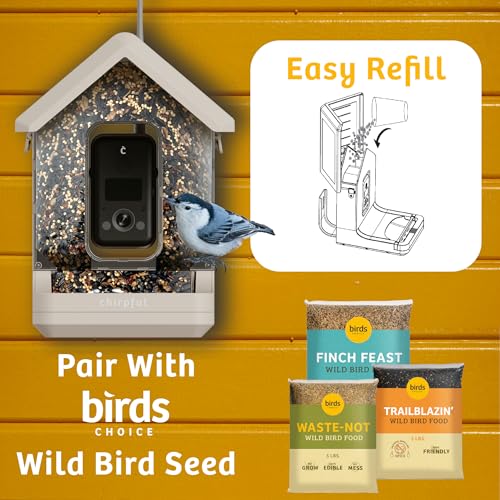 Birds Choice Smart Bird Feeder with Camera | Solar Powered Bird Watching for Outdoors | AI to Identify Bird Species, Capable of Real-Time Streaming | Wireless with Camera, Waterproof Construction | AI Species Recognition Motion-Activated Ultra HD Video an
