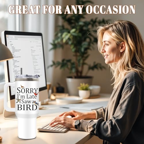 DUUV Bird Watching Tumbler 40oz, Insulated Birds Lover Gift for Women | Funny Bird Lover Cup Leakproof, Birds Watching Gift Mug, Birthday Ideal Gifts for Birders Lovers, Sorry I’m Late Bird, 1 Pack - color: Saw A Bird