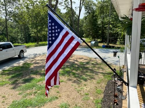 6ft Black Steel Flag Pole and Holder, 1 inch Flag Pole for Outside House Porch Flagpole Mount - size: 6FT