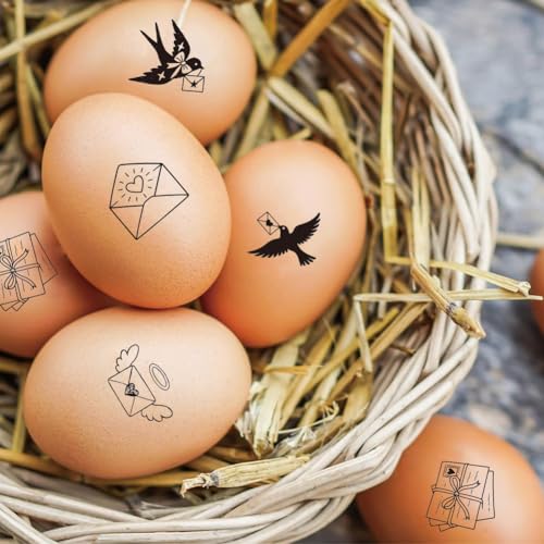 AHANDMAKER 5 Styles Mini Wooden Rubber Stamps, Carrier Pigeon Letter and Envelope Patterns Round Handle Stamps Decorative Wooden Stamp for DIY Crafting Scrapbooking Diary Decoration(No Ink Include) - style: Carrier Pigeon Letter