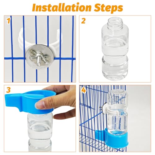 BNOSDM Automatic Bird Water Dispenser 2 Pcs No Mess Parrot Cage Water Feeder Drinker Suspended Bird Drinking Device Parakeet Cage Accessories for Budgies, Cockatiel, Conure, Canary, Finch (Blue) - color: 2 Pcs Blue Automatic Bird Water Dispenser
