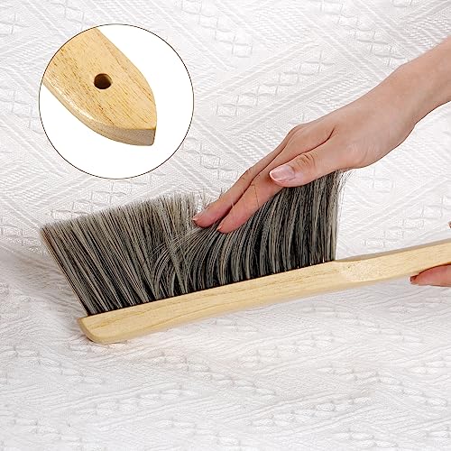 Rbenxia Wooden Handle Bench Brushes Soft Household Dust Cleaning Brushes | Soft Bristles,Fireplace,Sofa,Furniture,Workshop,Woodworking,Horse Hair Brushes,Bed,Cabinet,Car,Clothes,Coat,Counter,Desk - color: Gray