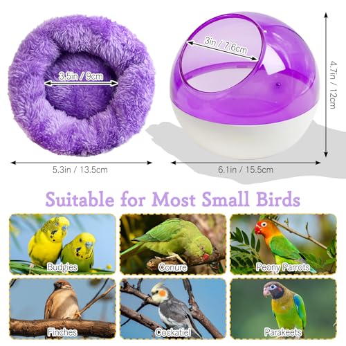 kathson Plastic Bird Nest Chewproof Small Bed with mat Hanging House Hut Bird Cage Breeding Hatching Nest Washable Parakeet Nest for Parrot Budgie Love Bird Canary (Purple) - color: Purple