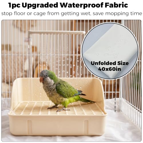Automatic Parakeet Bird Bath with Pump & Control Valve for Tame Birds | Large Bird Shower Fountain Indoor Bathtub, Parrot Bath Tub Faucet for Pet Birds, Cockatiel, African Grey, Conure, Lovebird - color: White with Control Valve