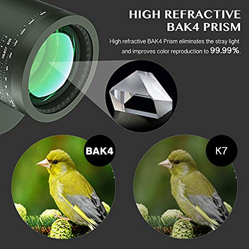 AOMEKIE 10x50 Waterproof Marine Binoculars for Adults with Rangefinder Compass BAK4 Prism FMC Lens for Birdwatching Hunting Boating Fishing Water Sports(Green) - color: Green