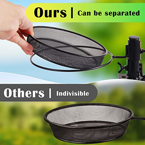 HRAYLTOP Deck Bird Feeders with Metal Mesh Tray and 2 Water Bowls - Detachable Adjustable Heavy Duty Clamp Bracket, Rail Bird Bath Balcony Porch Railing Feeder Perfect for Attracting Birds. - size: 8.8 Inch (Deck Mount)