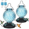 2 Pack 25 OZ Glass Hummingbird Feeder for Outdoors, Leak Proof Hummingbird Feeder with Ant Moat, 4 Bee Resistant Feeding Ports, Easy Clean Wide Mouth Design, Hanging Nectar Feeder, Blue - color: Blue - 2