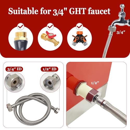 Automatic Chicken Waterer Stainless Steels Large Poultry Waterer Dispenser 11 Windows with Float Valve Kit Hose Accessorie for Duck Goose Pigeon Quail Turkeys