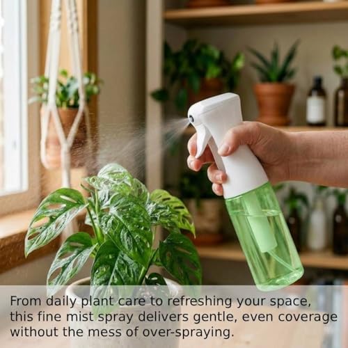 VIGOR PATH Continuous Mist Green Spray Bottle 200ml Fine Mist for Hair | Aerosol Free Reduces Hand Fatigue Salon Refillable Lightweight Cleaning - color: GREEN
