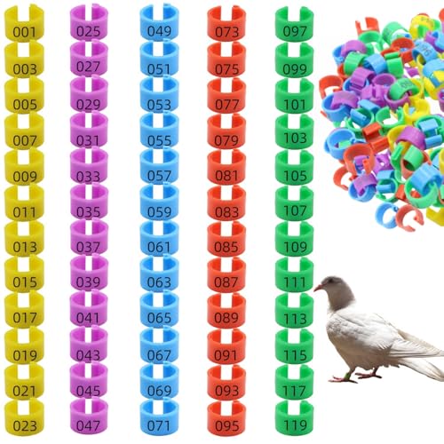DoubleWood Leg Bands for Birds, 120 Pcs Numbered 8mm Pigeons Leg Bands, Poultry Leg Bands Clip on Leg Bands for Baby Chick, Bantam, Finch, Dove, Lovebird, Coturnix Quail (8mm - 120 Pcs) - size: 8mm - 120 Pcs