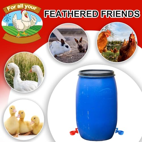 Tanlade 50 Pcs Automatic Chicken Waterer Cups Chicken Feeder for PVC Pipe Waterer Kit for Poultry Duck Goose Turkey Bunny (Red,Blue,Classic) - color: Red,Blue