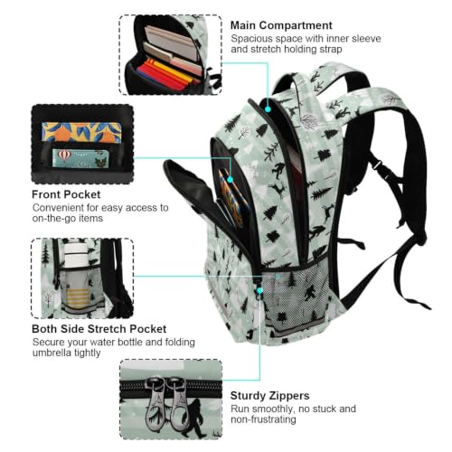 Kids Bigfoot Backpack for Boys Girls School Bags | Elementary Middle, Travel Daypack Lightweight Waterproof with Reflective Strip - color: Bigfoot