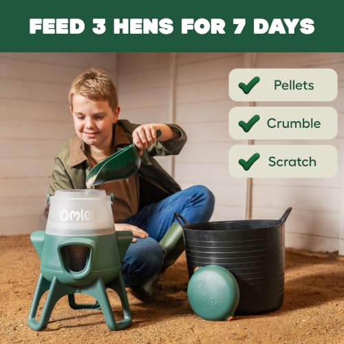 Omlet No Waste Chicken Feeder for Coop | Anti-Spill Poultry Feeder with 3 Feeding Ports | Hanging or Free Standing | Weatherproof | 6lb - size: 6lb