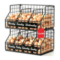 Egg Holder Countertop, 2 Tier Chicken Egg Basket for Gathering Fresh Eggs | Egg Storage Organizer with Adjustable 5 Dividers & Label, Stackable Wall Mounted Egg Collecting Basket Rack, Black - color: 2T Small Black
