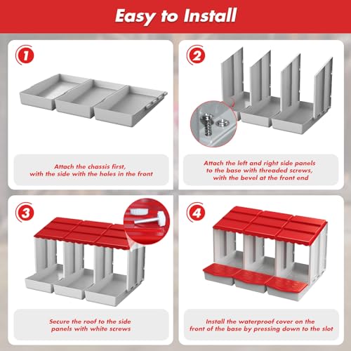 3 Hole Chicken Nesting Box with Rolling Egg Collection Design | Rolling Egg Collection & Protection Nesting Boxes, Avoid Broken Eggs, Ideal for Coops, Backyard & Family Chicken Raising ﻿ - size: 34.2"L x 20.1"W x 18.3"H
