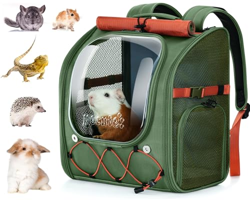 Pecute Kids Cat Backpack with Bubble Window, for Cats up to 8.8 lbs, Green | Sturdy & Safe, Safety Lock, Breathable Mesh, Stress-Relief Shade, Comfortable & Portable for Travel/Vet Visits/Camp - color: Green