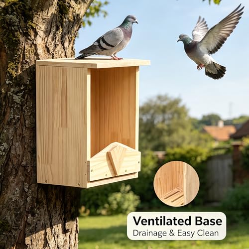 Handcrafted Mourning Dove Bird House – Outdoor Solid Wood Nesting Box with Predator Guard, Easy to Mount for Backyard Garden Patio