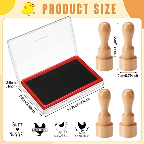 Nuanchu 4 Pcs Egg Stamp Rubber Stamp Wooden Chicken Label,Stylish Style
