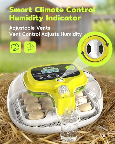 Incubators for Hatching Eggs, 16 Eggs Incubator with Auto Water Refill, Automatic Turner, Digital Temperature Control & Humidity Display and Led Candler, Poultry Hatcher for Chicken, Duck, Quail