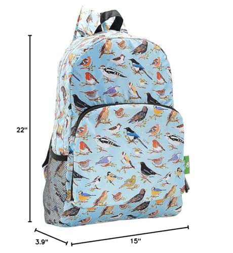 ECO CHIC Hiking Lightweight Packable Backpack - Foldable Daypack for Travel & Hiking & Outdoor Adventures - Waterproof Backpack from Recycled Materials (Wild Birds Blue) - color: Wild Birds Blue