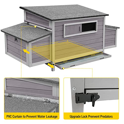 Aivituvin Chicken Coop 67.3" Large Duck House with 4 Nesting Boxes for 2-4 Chickens Outdoor Hen House Chicken Cage - size: 67.2"L x 25.4"W x 28.1"H