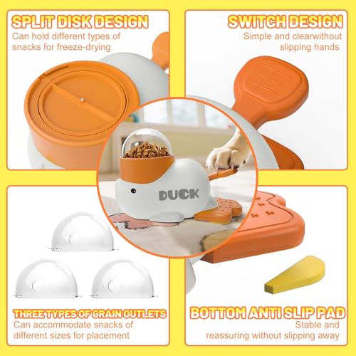Duck Dog Treat Dispenser Toy, Interactive Slow Feeder Puzzle Toy | Duck design with interactive treat dispensing, slow feeding, and puzzle play to provide mental stimulation and reduce boredom - color: Yellow