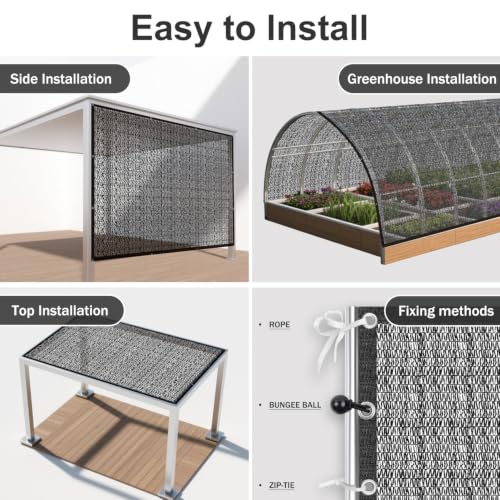 SUNNY GUARD Sun Shade Cloth, 6 x 12 FT Black HDPE Mesh | 35-45% Breathable shade cover creates a cooler space for plants, vegetables, greenhouses, patios, chicken coops, and kennels - color: 40 SHADE-BLACK, size: 6 FT x 12 FT