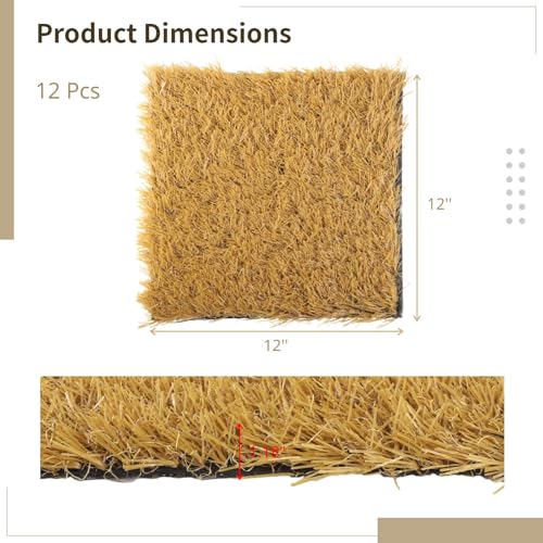 12 Pack Chicken Nesting Pads, 12”x12” Artificial Turf Mats for Nesting Box, Washable Coop Bedding for Hens & Small Pets