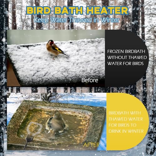 500W Chicken Water Heater, 50Gal Chicken Water De-Icer, Cast Aluminum Submersible De-Icer with Thermostat Control for Livestock Tank