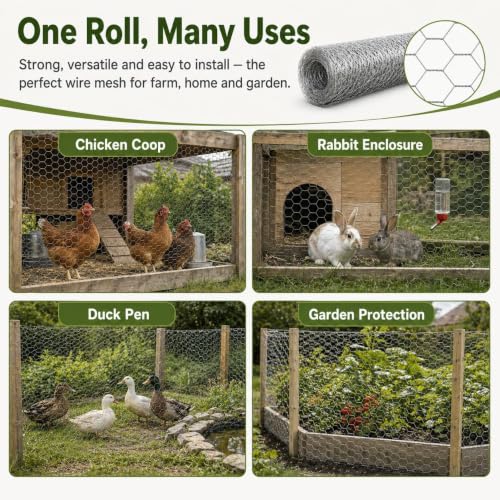 Chicken Wire Fence 1.2 Inch Hexagonal Mesh, Galvanized Wire Mesh Roll, Poultry Netting for Chicken Coop, Garden Fence, Rabbit Fence, Craft Projects, Yard and Plant Protection (40in*99FT) - size: 40in*99FT