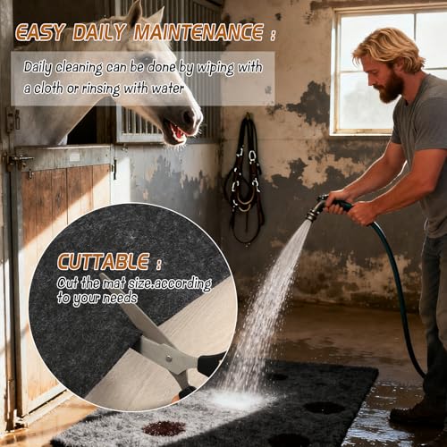 4x6 Ft Horse Stall Mat, Stable Mat for Horses Back Non-Slip Design Mat Backing Moisture Absorbent Easy to Clean for Horses Livestock Stables Barns Kennels Garages
