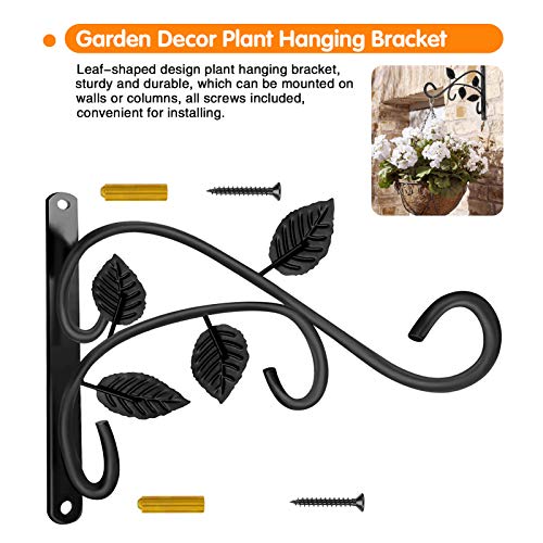 Hanging Plant Bracket, 12 Inch Wall Mount Hanging Plant Hook, Rust-Resistant Decorative Metal Plant Hanger for Flowers, Lanterns, Bird Feeders, Wind Chimes
