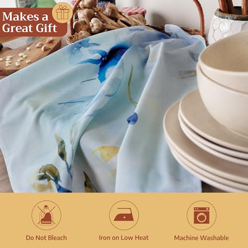 Maison d' Hermine Kitchen Towels Set of 3 Reusable 100% Cotton 27.50" x 20" | Cloth Tea Dish Towels Absorbent with Hanging Loop for Kitchen Dining Wedding Hotel Home Spring Summer - Lazy Summer Days - color: 042 - Lazy Summer Days
