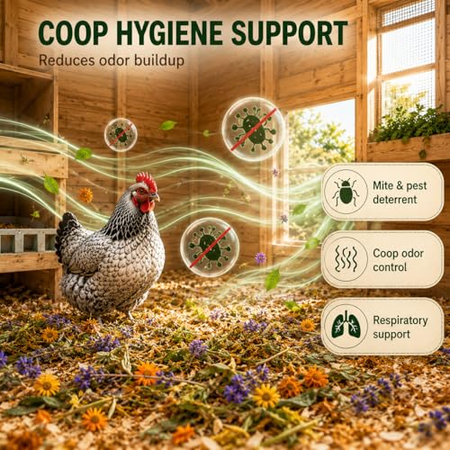 Chicken Nesting Herbs, Aromatic Botanical Blend for Chicken Coop, Nesting Boxes, Coop Bedding, Dust Bath, Odor Control, Freshness & Coop Refresher, Poultry Enrichment for Backyard Hens, 1LB