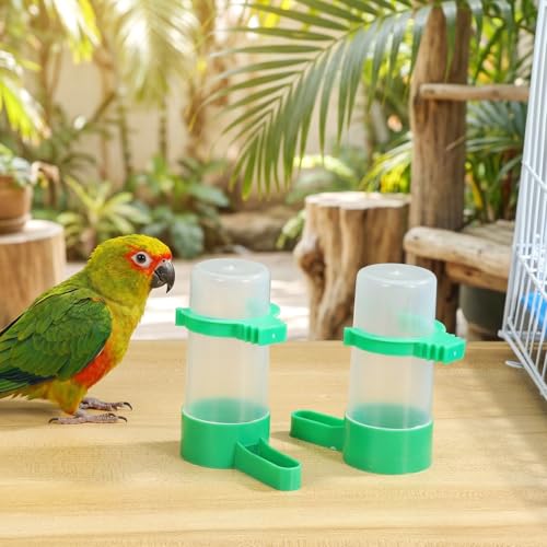 10 PCS Automatic Bird Water Feeder for Cage Drinking Dispenser | Green Plastic Easy Mount Bird Dispenser, 3.3 Inch Durable Water Fountain Cups, Easy Clean and Secure Daily Cage Feeding